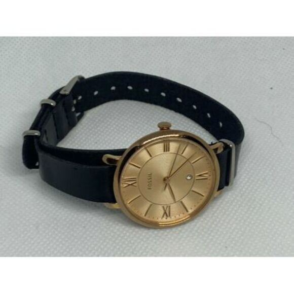 Fossil ES3707 Jacqueline Women's Black Leather Analog Rose Dial Quartz Watc Aa34 - Picture 7 of 9